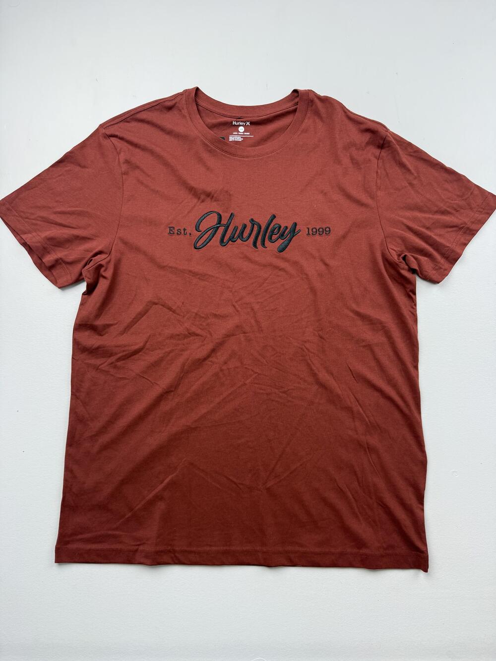Hurley Shirt Mens Large Red Est Hurley 1999 Logo Graphic Tee Crewneck Tagless